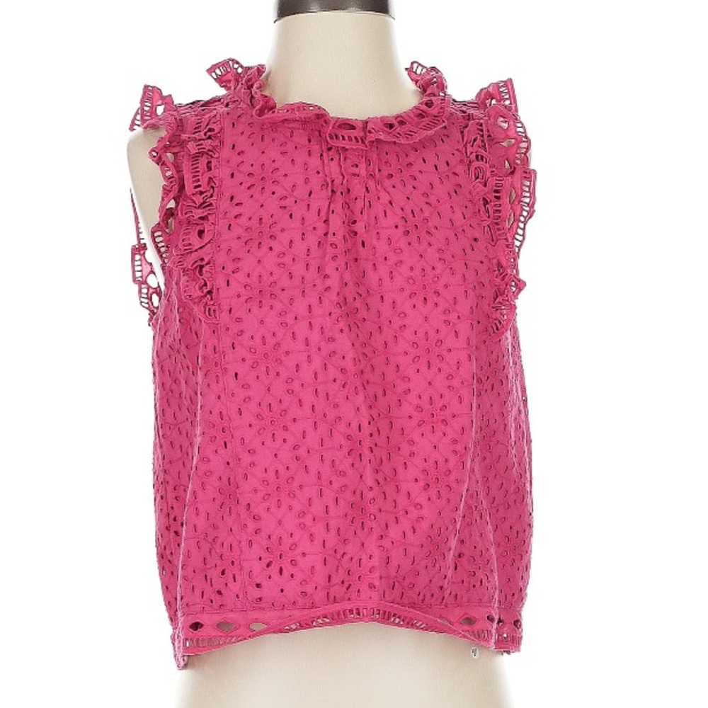 Anthropologie Maeve Pink Eyelet Blouse